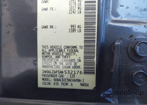 2010 Nissan Altima 2.5 S from USA, damaged, VIN 1N4AL2AP3AN532176